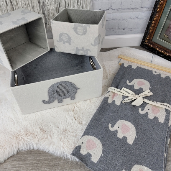 Other - Bundle Elephant baby blanket and storage